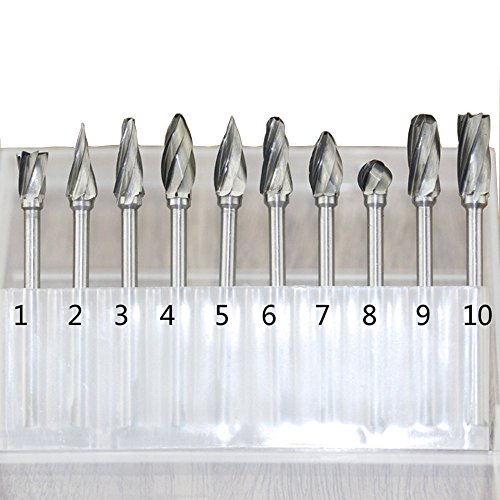 SMO 10 Stück Hartmetall-Frässtift-SET SMO 10 pec 1/20.32 cm-für Dremel-Werkzeug für Heimwerker Holzbearbeitung, Schnitzen Gravur Bohren