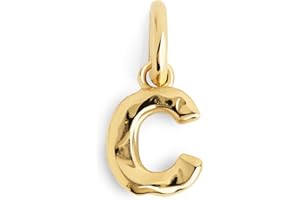 SINGULARU - Charm Letter Organic - Pendentif initial en argent 925 avec finition plaqué or 18Kt - Pendentif lettres A - Z - Charm combinable avec collier - Bijoux pour femmes