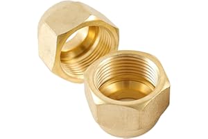 TOOLKNIGHT 2 Stück Bördelüberwurfmutter, 3/8 Zoll Kältemittelleitung Bördel Überwurfmutter, Messing Bördelmuttern Klimaanlage Teile Anschlüsse,3/8" Muttern für Kupferrohre von Klimaanlagen