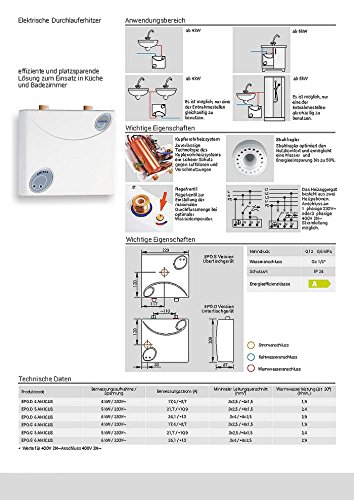 Durchlauferhitzer druckfest Untertisch EPO.D Amicus 6 kW 230V – 400V [Energieklasse A] - 4