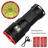 Leistungsstarke taktische Taschenlampe: USB-wiederaufladbare LED-Taschenlampe mit 12 XM-L T6-LEDs und einer maximalen Ausgangsleistung von 12000 Lumen. Die hellste Fackel wirst du bekommen.