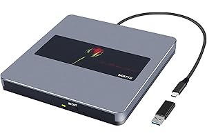 NOLYTH External DVD Drive, Slim CD Drive for Mac, USB Disk Drive CD Burner DVD Player for Laptop, Portable CD ROM Optical Drives CD Reader DVD Writer for PC MacBook Windows