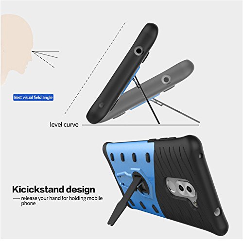 Funda Mate9 Lite  Espada  Ultra Armor   Doble Robed  a Prueba de Golpes  con Soporte de 360    la Mejor Protecci  n Resistente con Soporte de V  deo para Huawei GR5  Mate 9 Lite  Plata 