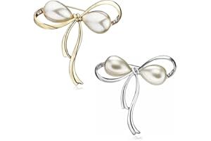 SSYANG Perle Bogen Broschen Damen Brosche, Anstecknadeln Bogen infacher Perlen Pin Broschen,Legierung eingelegte künstliche Brosche Schmuck