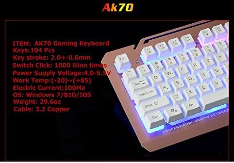 HaiZhi AK70 Backlit Competitive Game Keyboard USB Cable Desktop Computer Keyboard Black (Gold)