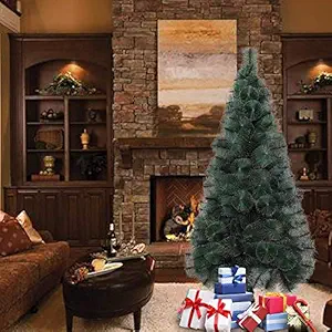 Aaryash Artificial 6 feet Snow Tipped Needle Pine Christmas Tree with Light and Ornaments for Decoration (Green)
