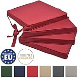 Beautissu Loft SK Stuhlkissen 4er Set - Bequemes Sitzkissen für Stühle 45x40x5 cm - Mit Schleife - Rot & div Farben wählbar Beautissu Loft SK Stuhlkissen 4er Set - Bequemes Sitzkissen für Stühle 45x40x5 cm - Mit Schleife - Rot & div Farben wählbar