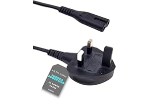ELECTOYS 3 Pin UK Mains Figure 8 Power Lead IEC C7 Cable Figure 8 Power Cable Compatible With Xbox One S Slim, Xbox One X, Sony PS3 PS4 (Slim Edition) HP/Samsung/Sony/Acer/Asus Laptop - 2m/3m (2M)