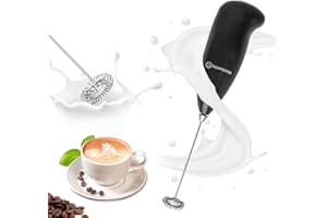 DEMPOWER Milk Frother Handheld Foam Maker for Lattes - Whisk Drink Mixer for Coffee, Mini Foamer for Cappuccino, Frappe, Matcha, Hot Chocolate by Milk Boss (Black)