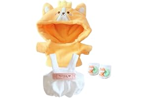 niannyyhouse Dog Suit Dress Up Hoodie Corduroy Overalls Shoes 7.8in（20cm）Plush Doll Stuffed Figures Toys Clothes Accessories (Orange)