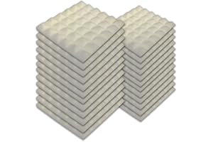 SK Studio Lot de 24 carrés de Panneau Mural Acoustique pyramidale Home Studio Traitement insonorisé Accessoires en Mousse 30x30x2.5cm, blanc