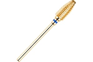 BNG 5 in 1 Carbide Nail Drill Bit Cuticle Remove Acrylic Nails Professional 3/32" Electric Nail Drill Tungsten Steel Bits Manicure Pedicure Professional Salon Tool, Medium, Gold