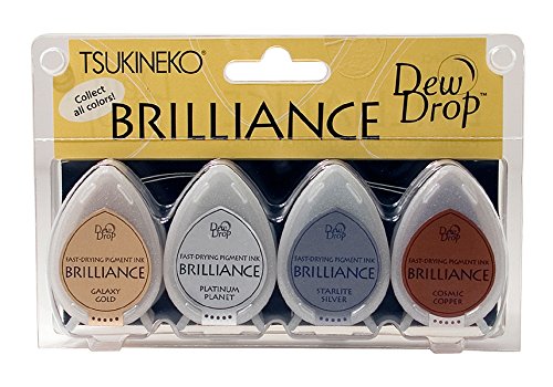 Bd100-6 brillantez gota de roc-o pigmento inkpad 4/pc set