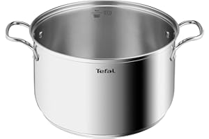 Tefal Intuition XL Grande marmite inox 26 cm / 6.5 L, Induction, Garantie 5 ans, Acier inoxydable 18/10 première qualité, Taille XL, Poignées robustes, Couvercle verre B8646304