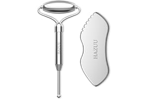 HAZUU Rostfritt stål Gua Sha ansiktsrullar och akupunkturpenna – metallrulle för ögon och nacke, anti-aging ansiktsmassageverktyg, Gua Sha ansiktsverktygssats (JGS-2)