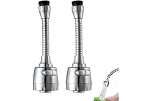 DEAUTIE 2 Pcs Aireador de Grifo Giratorio, Grifo de Aireador de Cocina Giratorio, Conector de Boquilla de Grifo de Ahorro de Agua, Grifo Anti-Salpicadura, para Cocina, Cuarto de Baño