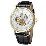 FORSINING Men's Automatic Movement Leather Strap Analog Skeleton Fashion Casual Watch FSG8133M3G1