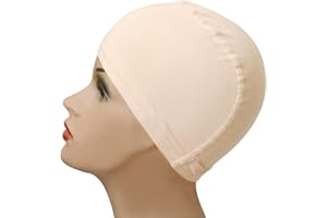 YANTAISIYU 1 pezzo Cappuccio per parrucca in fibra di bambù Comodo cappuccio per parrucca elastico per parrucche con cinturino regolabile（beige）