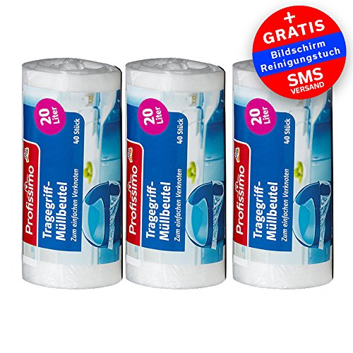 Müllbeutel mit Tragegriff – 20 Liter – Reißfest & Flüssigkeitsdicht – 3er Pack – 120 Stück ( 3 x 40 Stück) – Produkt & Verpackung recyclebar- - 2