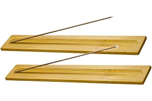 MOUHIV 2 STK. Räucherstäbchenhalter aus Bambus Holz, poliert und gewachst, Räuchergefäß, Asche Fänger, 23cm lang