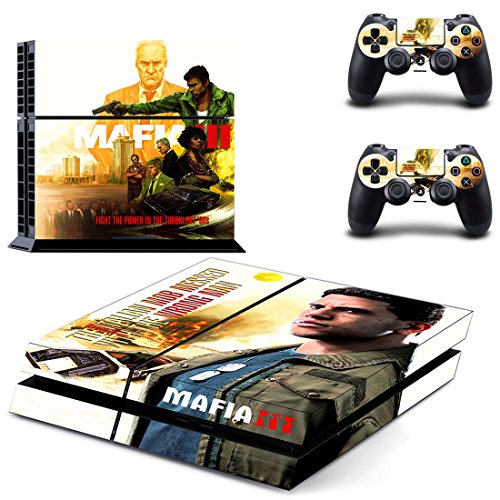Preisvergleich Produktbild Playstation 4 + 2 Controller Aufkleber Schutzfolie Set - Mafia III (4) / PS4