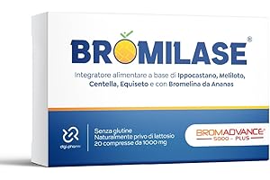DIGI-PHARM Bromilase Bromelina Forte Drenante Potente Anticellulite con Enzimi Digestivi per Cellulite Gambe e Glutei e Drenaggio Liquidi con Centella Asiatica Equiseto Detox Made in Italy