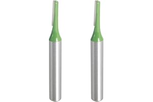 Aopin Router Bit 3mm Cutting Dia 6mm Shank Dia Single Flute Straight Bit Carbide for Woodworking Milling Cutter Tool, Green, Silver, 2Pcs