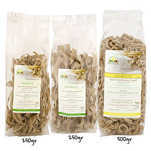 Tris Pasta, Tagliatelle 250 g, Pappardelle 250 g e Casarecce 500 g di grano duro Senatore Cappelli GTER010