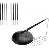 NEO+ Quality Reception Pen Desk Set On Chain With Stand - Black Counter Pen, 10 FREE REFILLS INCLUDED (1 PEN + 10 REFILLS)