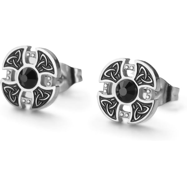 8MM Uomo Donna Nero Cerchio Orecchini con Spillo Zirconi, Finto Dilatatore Fake Cheater Plug Gauges, Acciaio, 1 Paio
