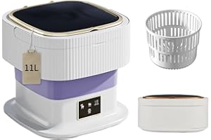 LMAZG Portable washing machine,11L upgraded large capacity Mini Washer-40W High Power foldable Washer, Deep cleaning of underwear and other small clothes, Hanging drain pipes are more convenient. (Purple)