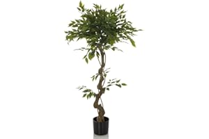 hjh OFFICE Planta Artificial FICUS I Planta Artificial Decorativa 120 cm, Abedul higuera, árbol Artificial fácil de cuidar, Verde 871057
