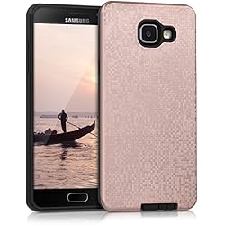 kwmobile Funda para Samsung Galaxy A5 (2016) - Carcasa [híbrida] de [TPU] con diseño de teselas en [Oro Rosa/Negro]