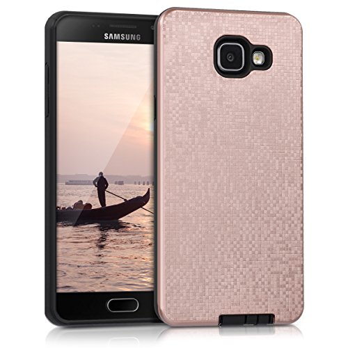 kwmobile Funda para Samsung Galaxy A5 (2016) - Carcasa [híbrida] de [TPU] con diseño de teselas en [Oro Rosa/Negro]