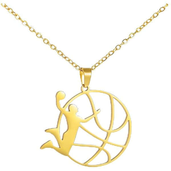 Iirlvior Basketbal hart halsketting voor dames, gouden sporthanger