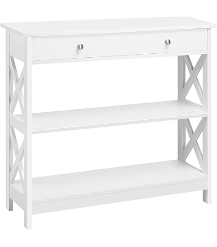 Console D'entrée étroite Anjali - 80x25x80 Cm, 2 Tiroirs, Blanc - Idéale Pour Couloir, Entrée Ou Salon