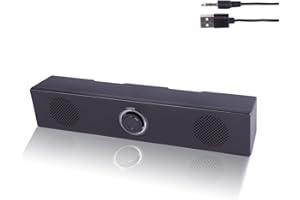 Kryolithm Soundbar TV, soundbar pc USB con Alimentazione, Altoparlante 2.0 Stereo per Desktop, Design Compatto con Controllo Volume, Connettività 3.5mm per Fisso, Laptop, Monitor, Home Office