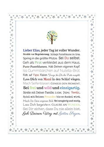 Taufgeschenk Junge | Personalisiertes Bild als Geschenk zur Taufe für Kinder und Babies in DIN A4 - Ideal als Gastgeschenk von Taufpaten - 2