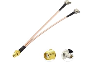 Bingfu Câble 4G LTE Antenne Adaptateur SMA Femelle vers Dual TS9 Connecteur Extension Coaxial Cable 15cm/5.9'' pour MiFi Mobile WiFi Hotspot Routeur Modem USB Huawei E5577 E5573 E5785 Netgear M1 M2