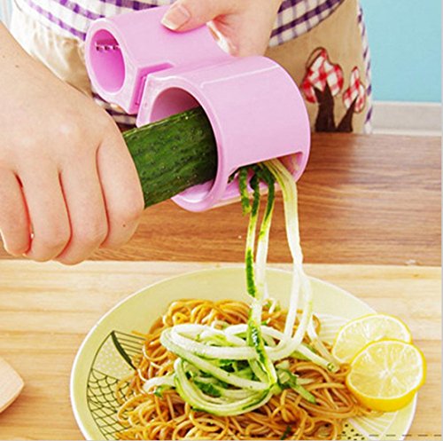 Spiral Cutter Sharpener,KIMODO Spiralschneider Gemüsehobel für Gemüsespaghetti Kartoffel Zucchini Möhren Reibe Spargelschäler Gurkenschäler Gurkenschneider Gemüseschneider (Farbe Random) - 7