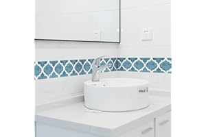 FUNLIFE Autocollants de bordure de papier peint, Frise Murale géométrie Adhesive Sticker, plinthe pour la décoration de bricolage à la maison, 10x200cm, lanterne Verte