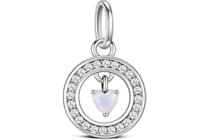 KEQ Birthstone Charms for Pandora Me Bracelet 925 Sterling Silver Simulated Birthstone Heart with CZ Charm Pendant Bracelet Necklace Jewelry Gifts