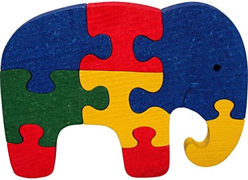 Puzzles Elephant. Innovative Evolution 3D wooden jigsaws for toddlers Made in Europe (Sun dried beech)