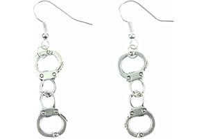 Miniblings Kajdanki kajdanki policja kolczyki – ręcznie robiona modna biżuteria I mini kajdanki – kolczyki kolczyki srebrne, 30mm, Bawełna, Nie zawiera kamieni szlachetnych