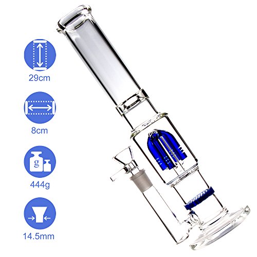 REANICE Recycler Glas Bongs rauchen wasserpfeife wasserpfeife zum beispiel 14.5mm bong schüssel höhe 29cm direkt glas rohre honigwabe zweig bongwasser bohrinseln pfeife großen bongs glas mit zubehör blau - 2