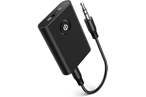 CABLELERA Adaptador Bluetooth 5.0, Transmisor Bluetooth 5.0 Receptor Transmisor Bluetooth 2-en-1 Jack 3,5 mm Baja latencia con Reducción de Ruido para Altavoz MP3/MP4 DVD Sistema Estéreo