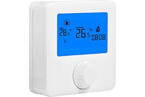 MISKALL Termostato di riscaldamento wireless, regolatore di temperatura RF LCD digitale per caldaia a parete e temperatura confortevole