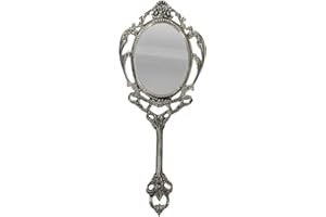 ‎ZEITZONE zeitzone Handspiegel Prinzessin Silber Barock Schminkspiegel Antik-Stil Karneval 25cm