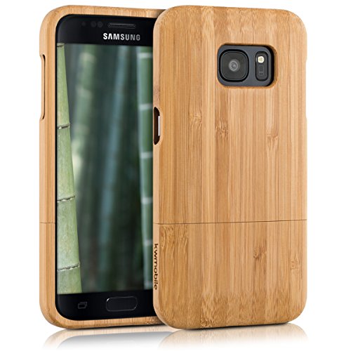 kwmobile Funda para Samsung Galaxy S7 - Carcasa Protectora de  bamb    para m  vil - Case  Duro  en  marr  n Claro 