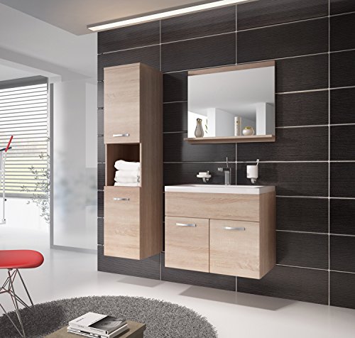 Badplaats B.V. Bathroom furniture set Montreal 60cm basin - Storage cabinet vanity unit sink furniture (Sonoma oak)